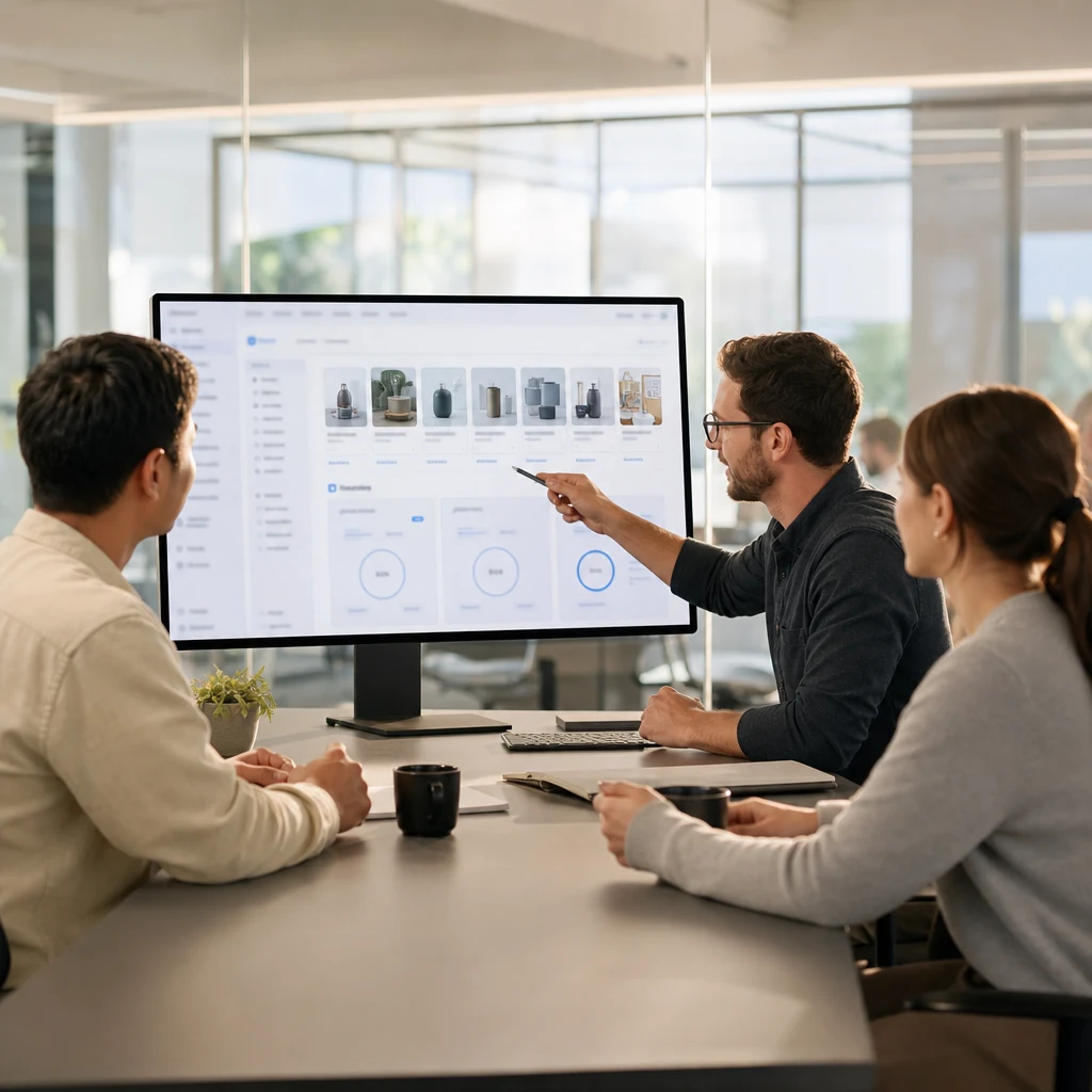 Team collaborating on creative workflow